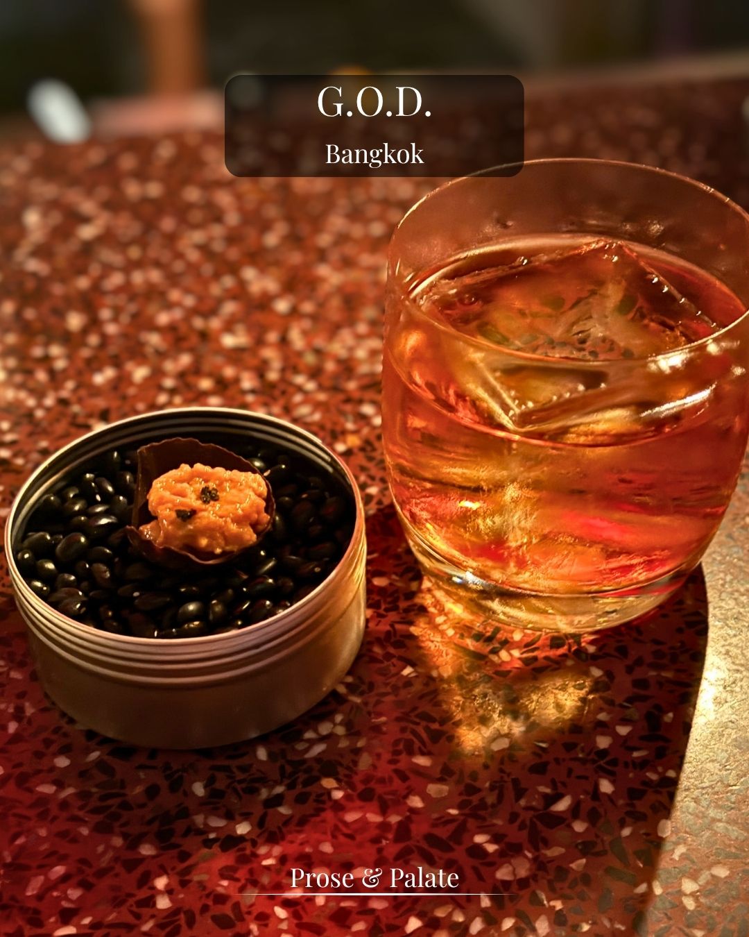 A cocktail and food pairing at G.O.D, Bangkok